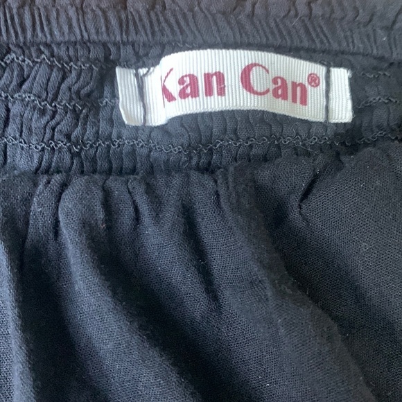 KanCan off the shoulders cropped eyelet black top size S ruffles bohemian - Picture 2 of 9